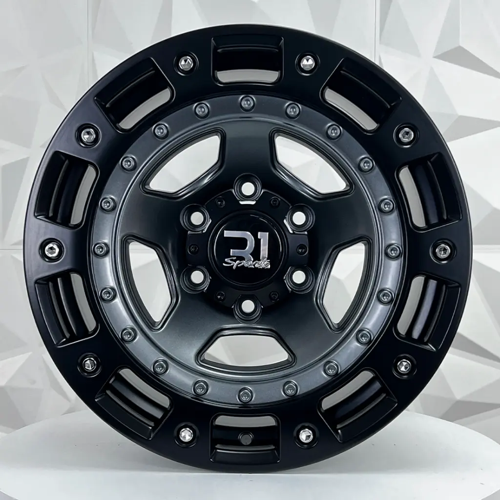RIN 17X9 6-139.7 R1 SPORT RGW218 MATE BLACK+GREY FACE+BLACK LIP CHROME RIVETS ET0 CB110